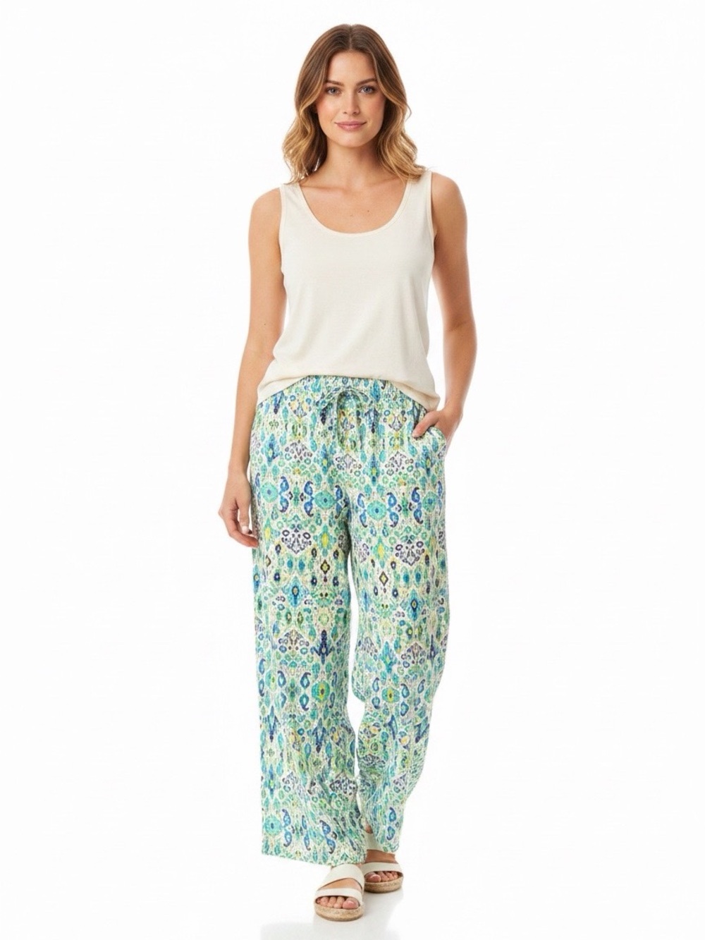 Tommy Bahamas Ikat Print Wide-Leg  Women’s Pants waist 32, inseam 28, Rise 11